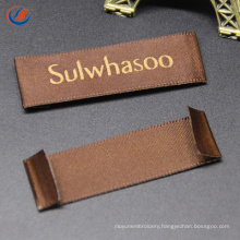 High Quality End Folded Taffeta Plain Luxury  Woven Brand Labels Garment